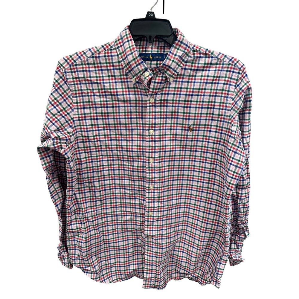 Ralph Lauren Mens Button Down Shirt Plaid Long‎ Sleeve Classic Fit Size L